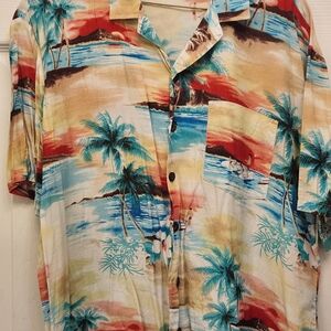 Kennibgton Tropical Print Men's Shirt Sz LG
